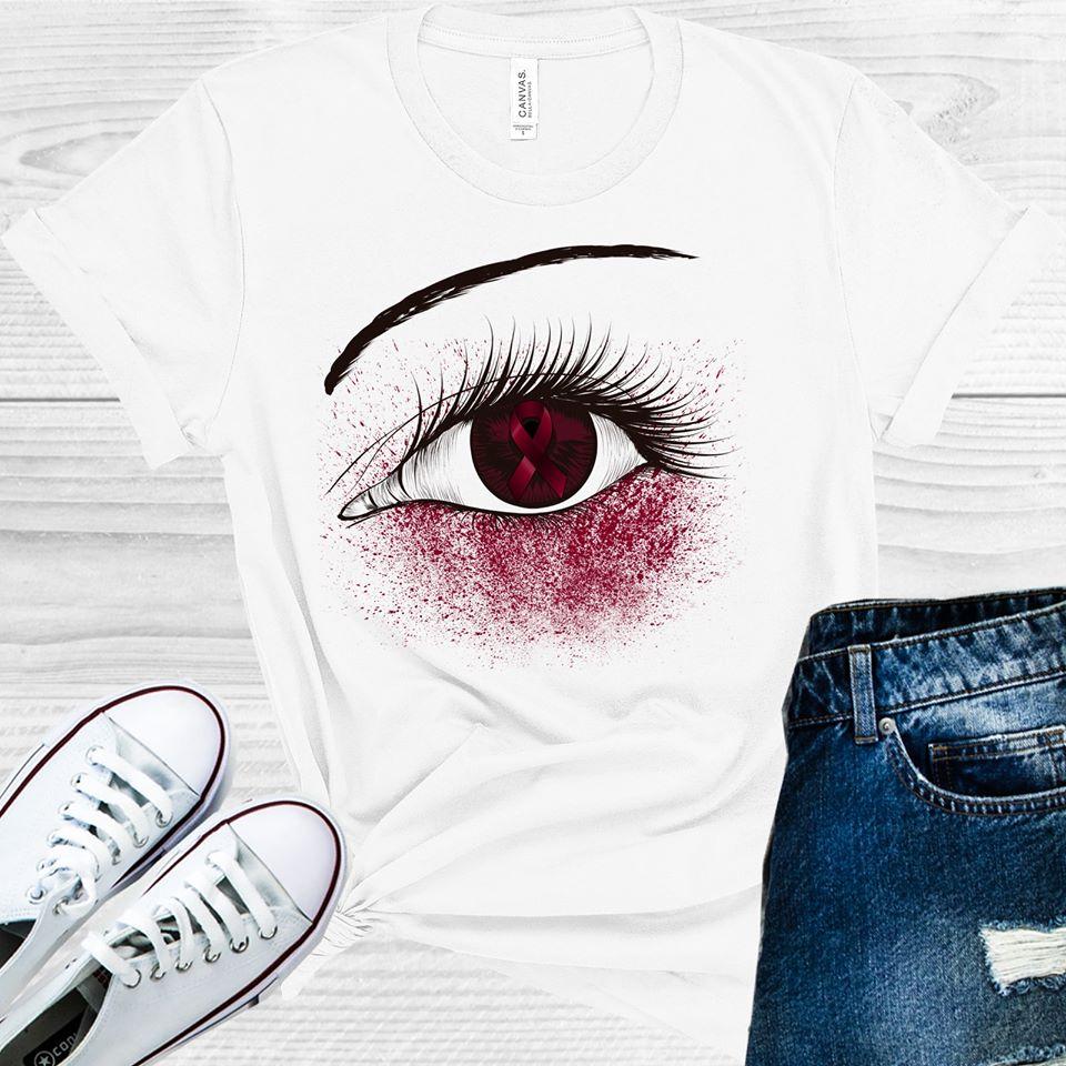 Burgundy Ribbon Awareness Eye Graphic Tee product image 1