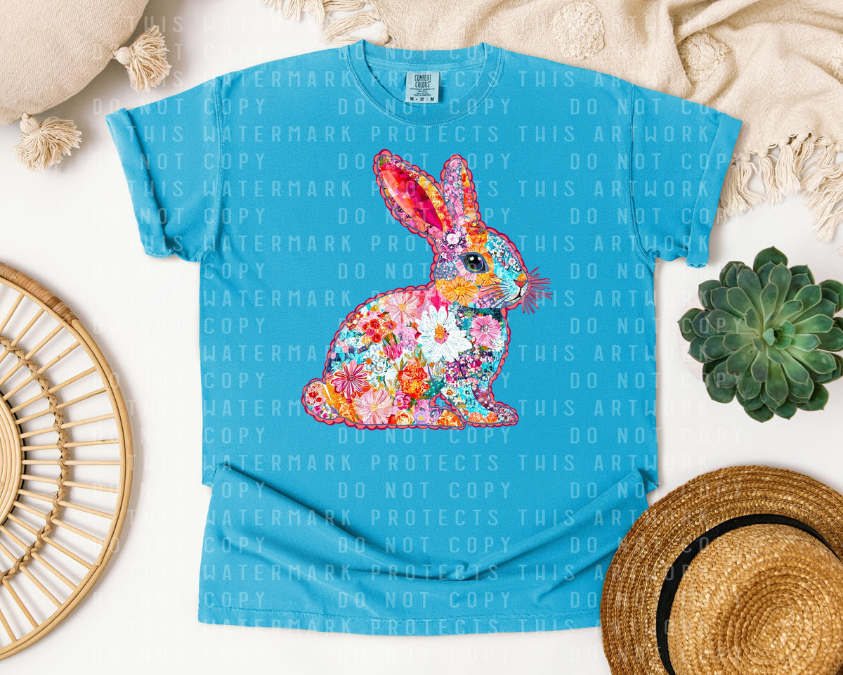 Bright Floral Bunny Graphic Tee product image 1