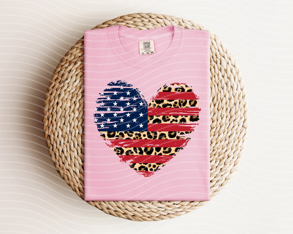 Leopard Flag Heart Graphic Tee product image 2