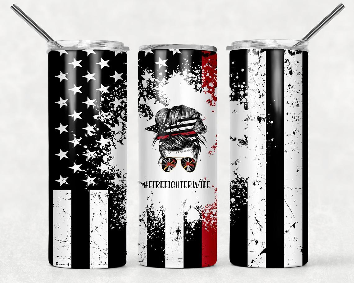 #firefighterwife 20 oz Skinny Tumbler