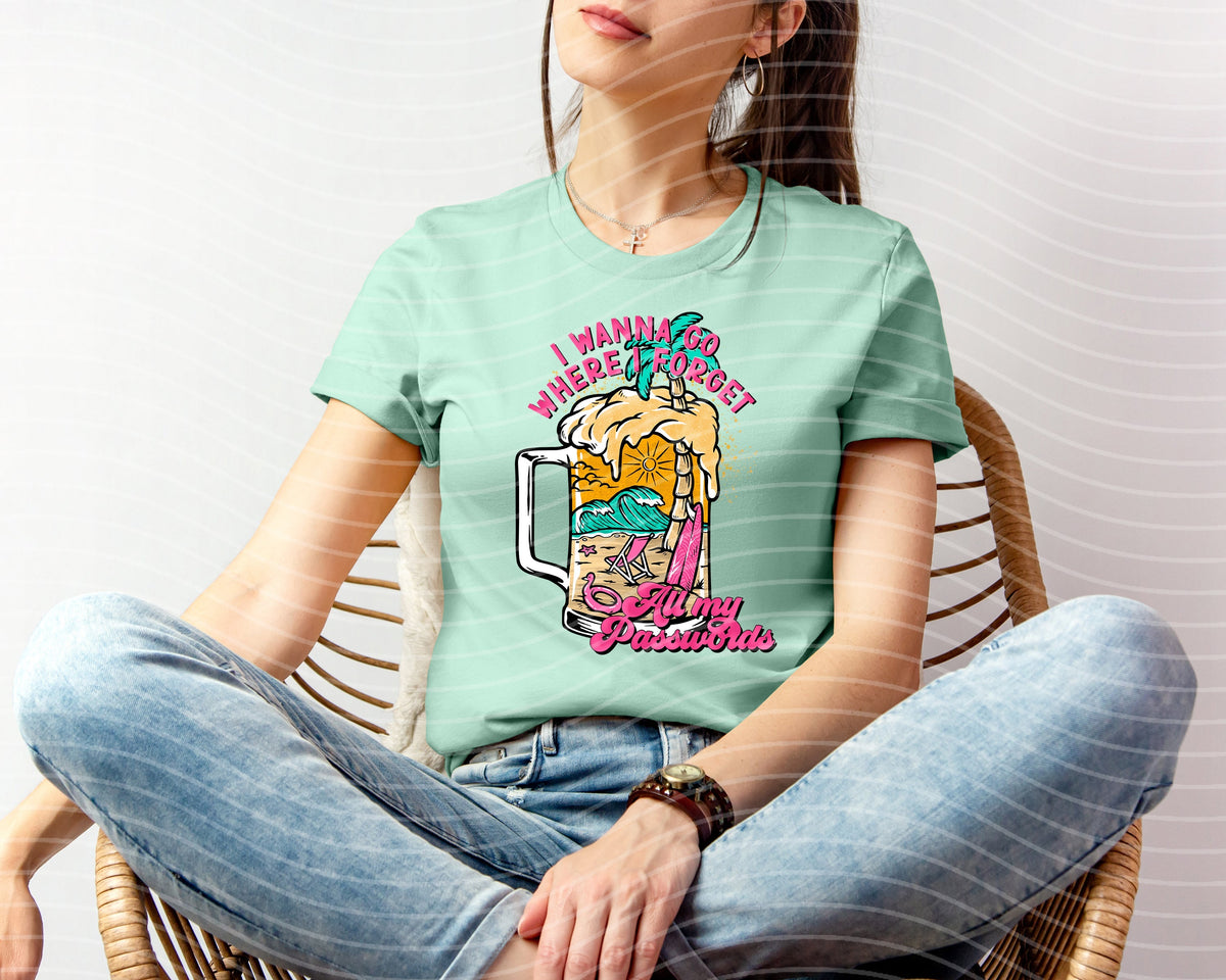 I Wanna Go Where I Forget All My Passwords Graphic Tee product image 1