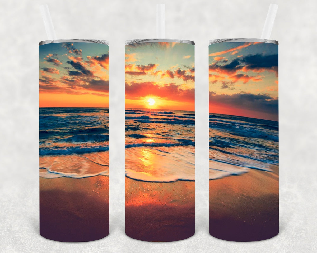 Beach Sunset 20 oz Skinny Tumbler